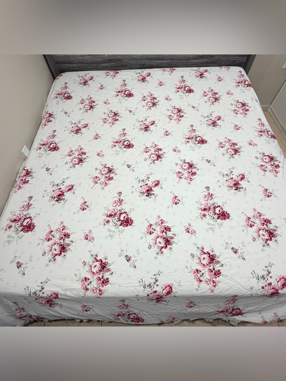Queen Size Reversible Floral Duvet Cover – Pink & White